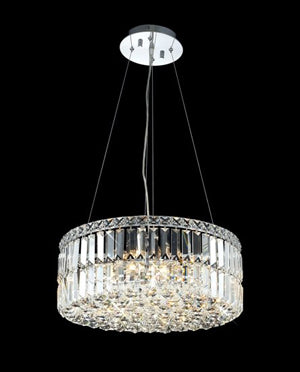Crystal Chandelier Cylinder 18"D X 12"H ideal to complement any entry - Torino Lighting Design