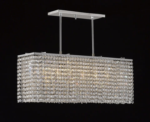 Crystal Chandelier Rectangular shaped 30"L X 6"W X 8"H CHROME - Torino Lighting Design